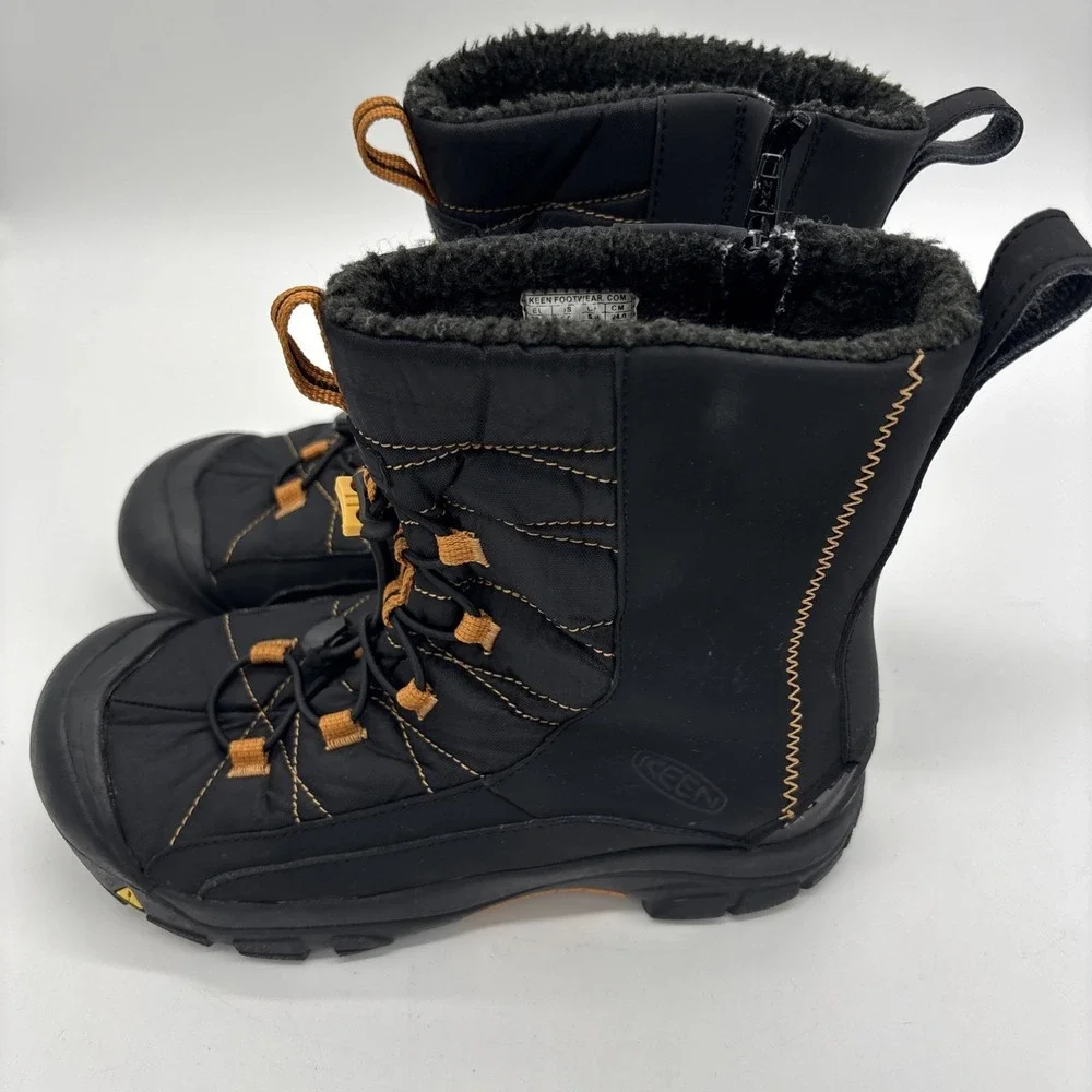 Keen Shoes Kids Sz 6 Basin Snow Boots Winter Insulated Leather Waterproof Black